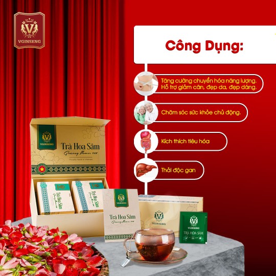 Trà hoa sâm V-Ginseng hộp cứng 30 gói